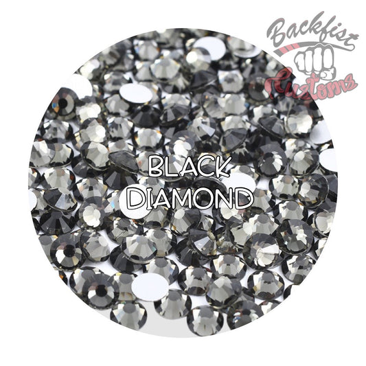 Glass Rhinestones || Black Diamond || Flat Back Non-Hotfix