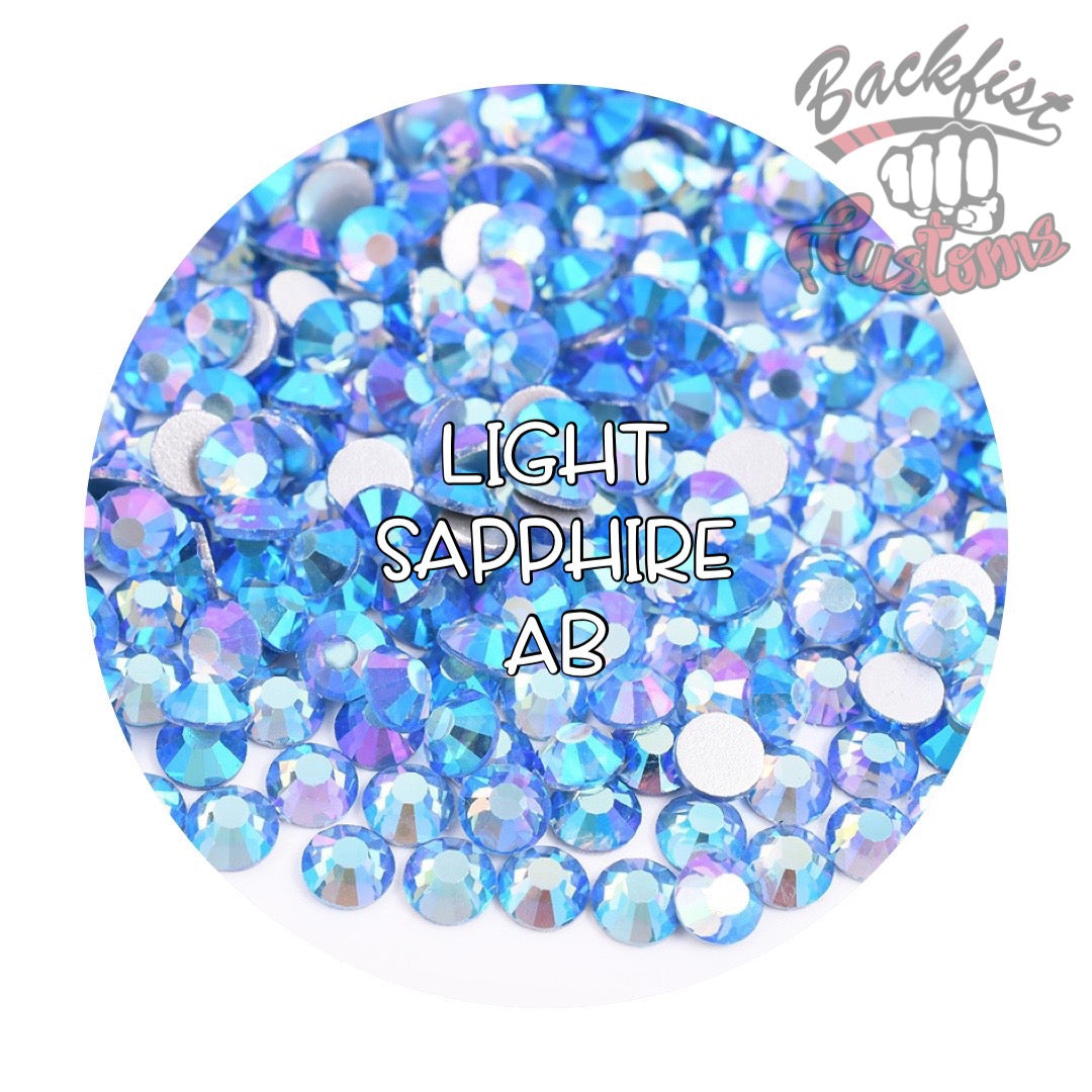 Glass Rhinestones || Lt Sapphire AB || Flat Back Non-Hotfix