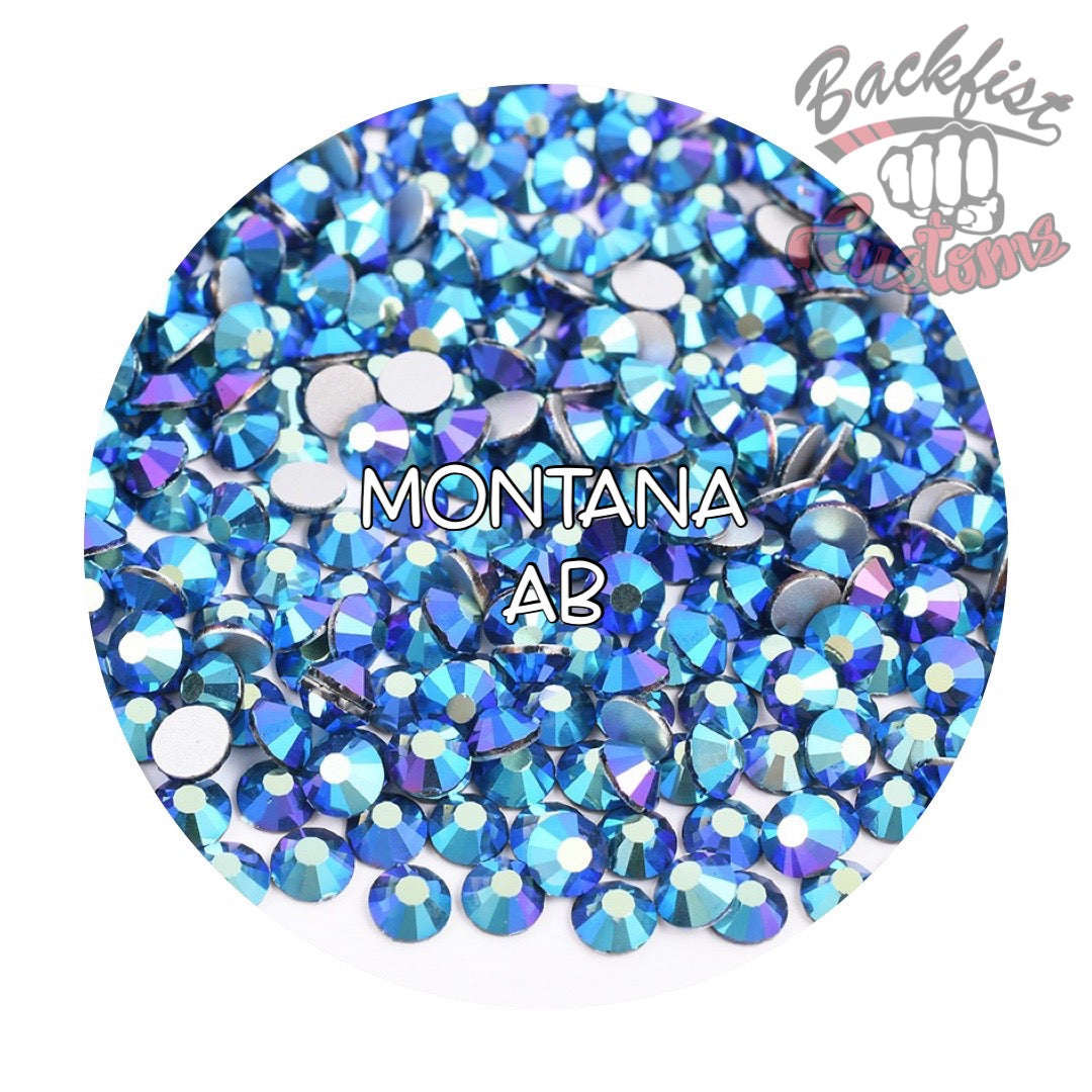 Glass Rhinestones || Montana AB || Flat Back Non-Hotfix