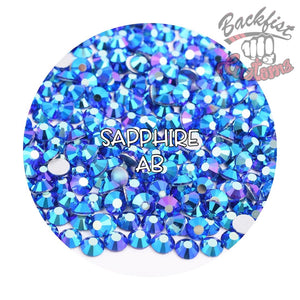 Glass Rhinestones || Sapphire AB || Flat Back Non-Hotfix