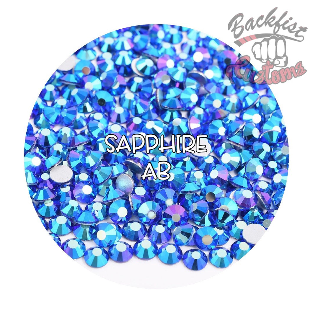 Glass Rhinestones || Sapphire AB || Flat Back Non-Hotfix