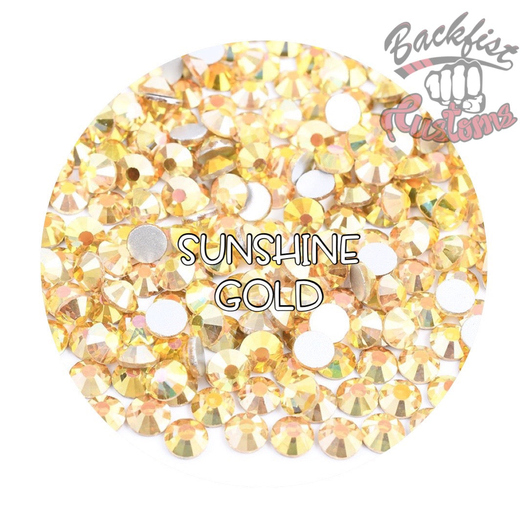Glass Rhinestones || Sunshine Gold || Flat Back Non-Hotfix