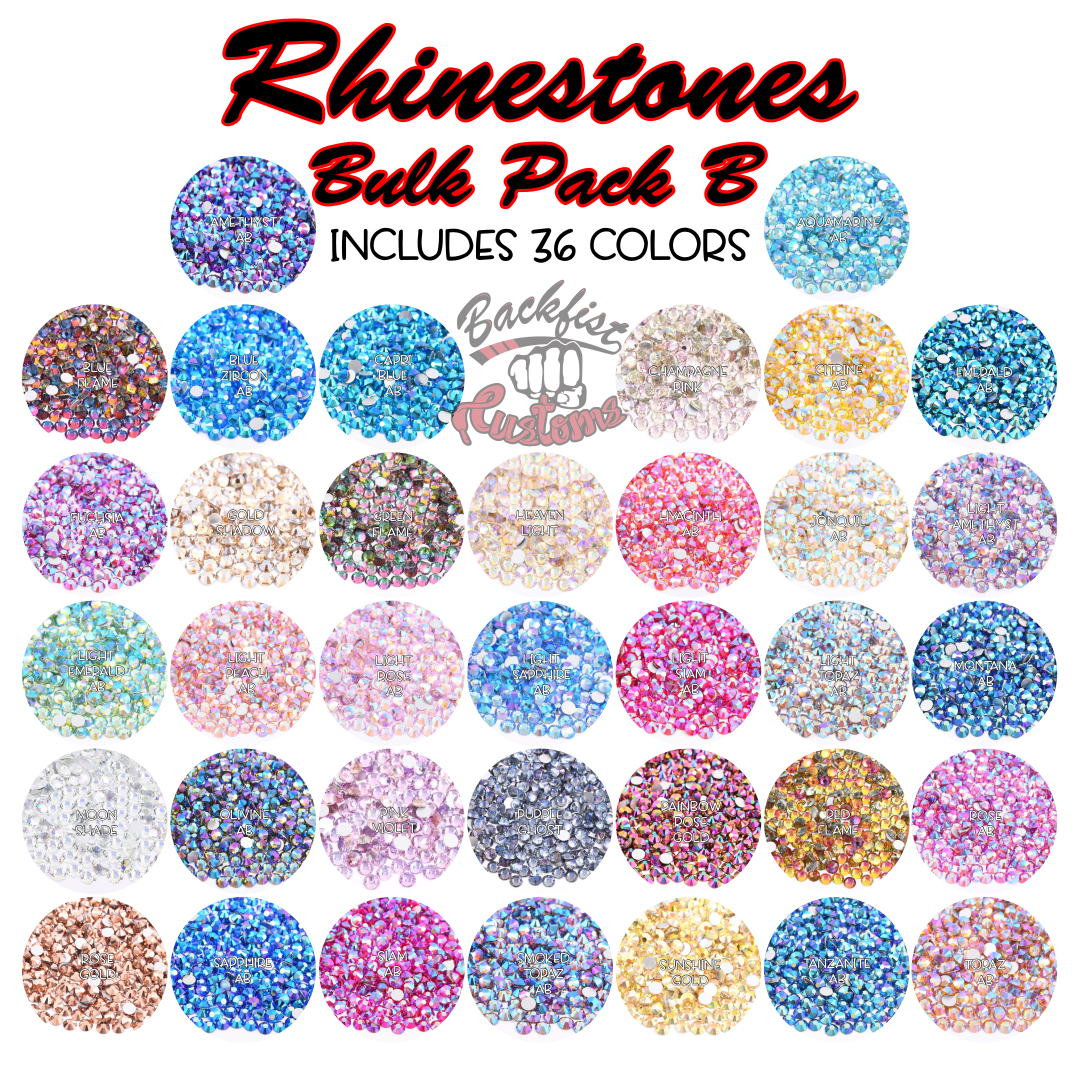 Glass Rhinestones || Bulk Pack B - SS12 || Flat Back Non-Hotfix
